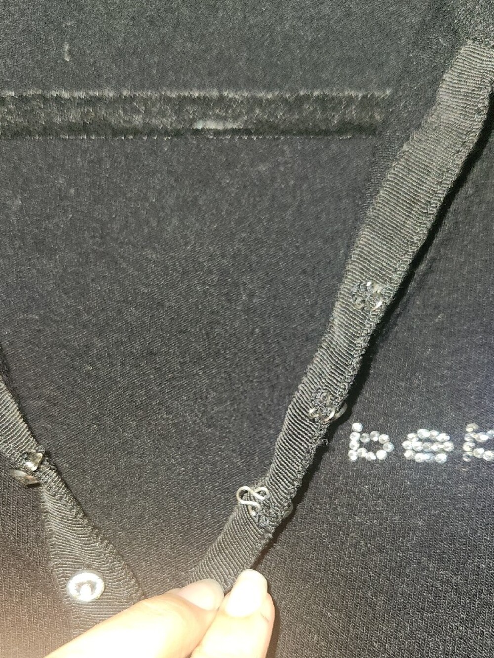 bebe Black Short Sleeved Sweater with Crystal Stud Detailing - Picture 4 of 7